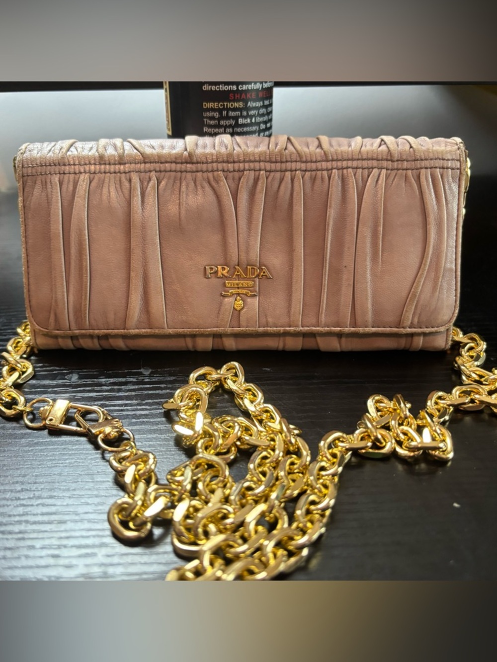 PRADA Nappa Gaufre Continental Wallet / WOC - Pomice Beige